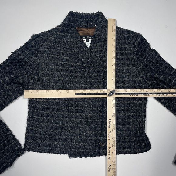 Lida Baday Jacket Womens Size 4 Black Boucle Tweed Full Zip Wool Blend Career - Picture 9 of 11